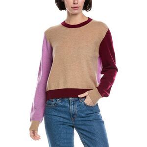 Brodie Cashmere Womens  Colorblock Wool & Cashmere-Blend Sweater, Brown